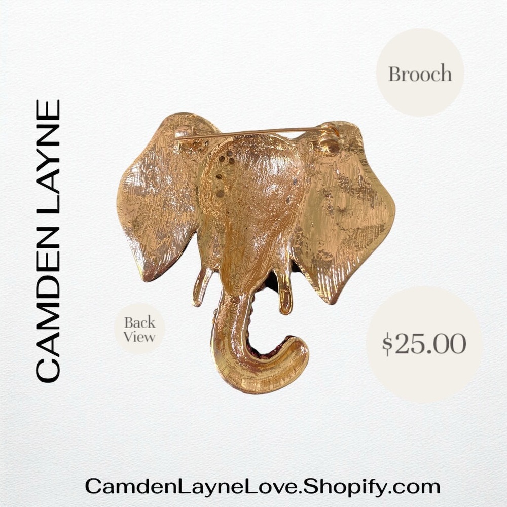 Camden Layne Pink Elephant Brooch - Picture 2 of 2